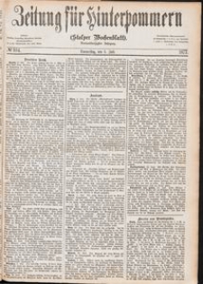 Zeitung f&uuml;r Hinterpommern (Stolper Wochenblatt) Nr. 104/1877