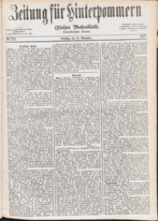 Zeitung f&uuml;r Hinterpommern (Stolper Wochenblatt) Nr. 179/1877