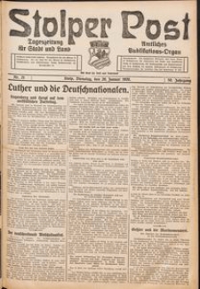 Stolper Post. Tageszeitung f&uuml;r Stadt und Land Nr. 21/1926