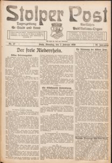 Stolper Post. Tageszeitung f&uuml;r Stadt und Land Nr. 27/1926