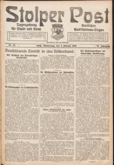 Stolper Post. Tageszeitung f&uuml;r Stadt und Land Nr. 29/1926