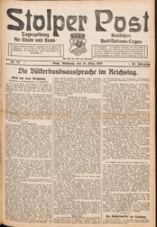 Stolper Post. Tageszeitung f&uuml;r Stadt und Land Nr. 70/1926