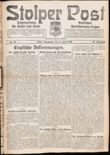 Stolper Post. Tageszeitung f&uuml;r Stadt und Land Nr. 89/1926