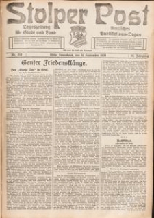 Stolper Post. Tageszeitung f&uuml;r Stadt und Land Nr. 213/1926