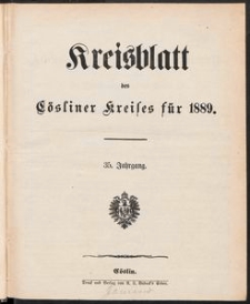 Kreisblatt des C&ouml;sliner Kreises 1889