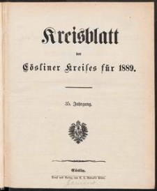 Kreisblatt des Cösliner Kreises 1889