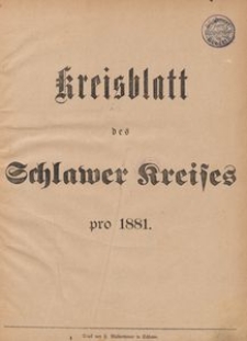 Kreisblatt des Schlawer Kreises 1881