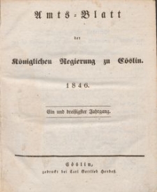 Amts-Blatt der K&ouml;niglichen Regierung zu C&ouml;slin 1846