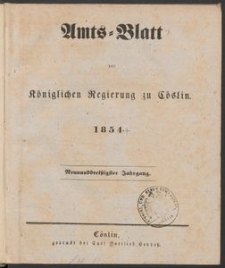 Amts-Blatt der K&ouml;niglichen Regierung zu C&ouml;slin 1854