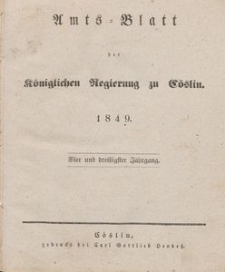 Amts-Blatt der K&ouml;niglichen Regierung zu C&ouml;slin 1849