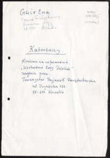 "Katorżnicy" - Wspomnienia [Teczka]