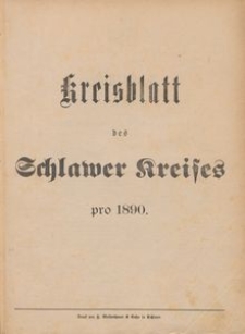 Kreisblatt des Schlawer Kreises 1890