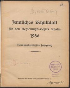 Amtliches Schulblatt für den Regierungsbezirk Köslin 1936