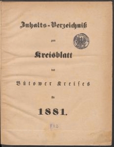 Bütower Kreisblatt 1881