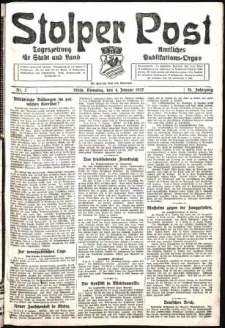 Stolper Post. Tageszeitung für Stadt und Land Nr. 2/1927