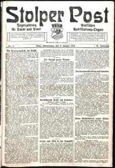 Stolper Post. Tageszeitung f&uuml;r Stadt und Land Nr. 4/1927