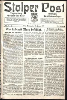 Stolper Post. Tageszeitung f&uuml;r Stadt und Land Nr. 25/1927
