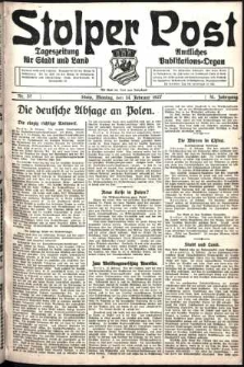 Stolper Post. Tageszeitung f&uuml;r Stadt und Land Nr. 37/1927