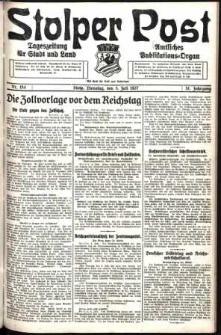 Stolper Post. Tageszeitung f&uuml;r Stadt und Land Nr. 154/1927