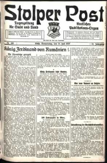 Stolper Post. Tageszeitung für Stadt und Land Nr. 168/1927