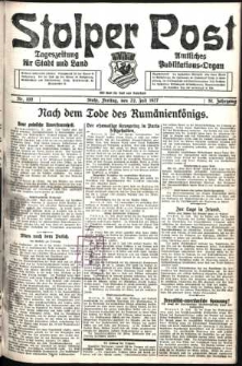 Stolper Post. Tageszeitung für Stadt und Land Nr. 169/1927