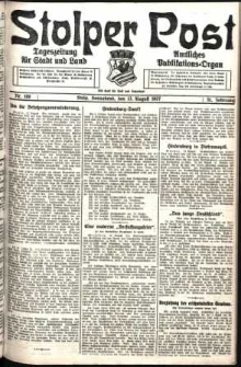Stolper Post. Tageszeitung f&uuml;r Stadt und Land Nr. 188/1927