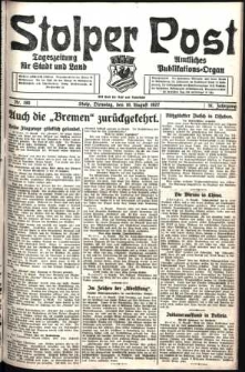 Stolper Post. Tageszeitung f&uuml;r Stadt und Land Nr. 190/1927