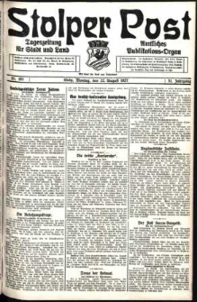 Stolper Post. Tageszeitung für Stadt und Land Nr. 195/1927