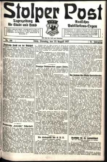 Stolper Post. Tageszeitung für Stadt und Land Nr. 196/1927