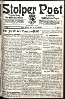 Stolper Post. Tageszeitung f&uuml;r Stadt und Land Nr. 201/1927