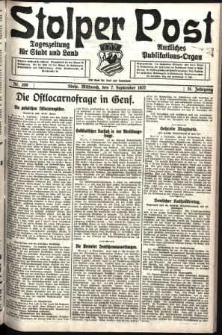 Stolper Post. Tageszeitung f&uuml;r Stadt und Land Nr. 209/1927