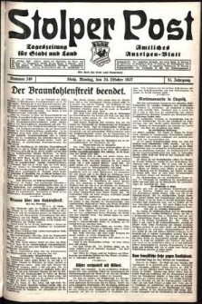 Stolper Post. Tageszeitung f&uuml;r Stadt und Land Nr. 249/1927