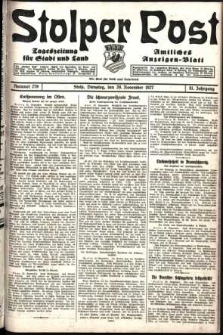 Stolper Post. Tageszeitung für Stadt und Land Nr. 279/1927