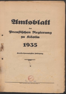 Amtsblatt der Preu&beta;ischen Regierung zu K&ouml;slin 1935