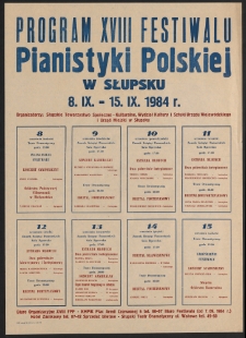 [Afisz] : XVIII Festiwal Pianistyki Polskiej w Słupsku