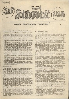 Serwis Informacyjny Zarządu Regionu "Pobrzeże" [brak nr]