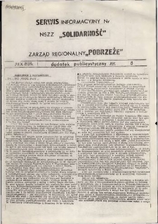 Serwis Informacyjny Zarządu Regionu "Pobrzeże" : dodatek publicystyczny, nr 8