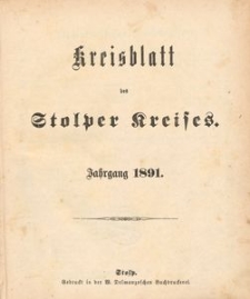 Kreisblatt des Stolper Kreises, 1891