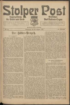 Stolper Post. Tageszeitung f&uuml;r Stadt und Land Nr. 50/1924