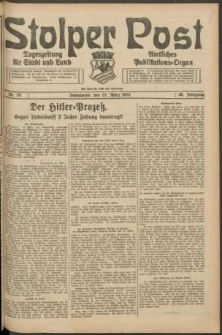 Stolper Post. Tageszeitung f&uuml;r Stadt und Land Nr. 70/1924