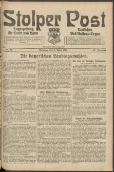Stolper Post. Tageszeitung f&uuml;r Stadt und Land Nr. 84/1924