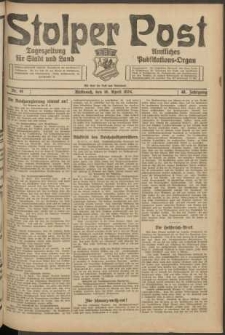 Stolper Post. Tageszeitung f&uuml;r Stadt und Land Nr. 91/1924