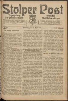 Stolper Post. Tageszeitung f&uuml;r Stadt und Land Nr. 92/1924