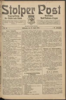 Stolper Post. Tageszeitung f&uuml;r Stadt und Land Nr. 95/1924