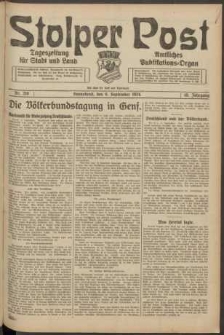 Stolper Post. Tageszeitung f&uuml;r Stadt und Land Nr. 210/1924