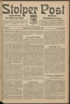 Stolper Post. Tageszeitung f&uuml;r Stadt und Land Nr. 276/1924