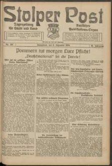 Stolper Post. Tageszeitung f&uuml;r Stadt und Land Nr. 287/1924