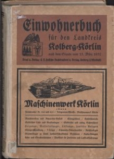 Einwohnerbuch für den Landkreis Kolberg-Körlin 1937