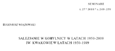 Salezjanie w Kobylnicy w latach 1950-2009 i w Kwakowie w latach 1950-1989
