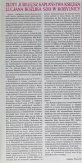 Złoty jubileusz kapłaństwa księdza Lucjana Koźlika SDB w Kobylnicy